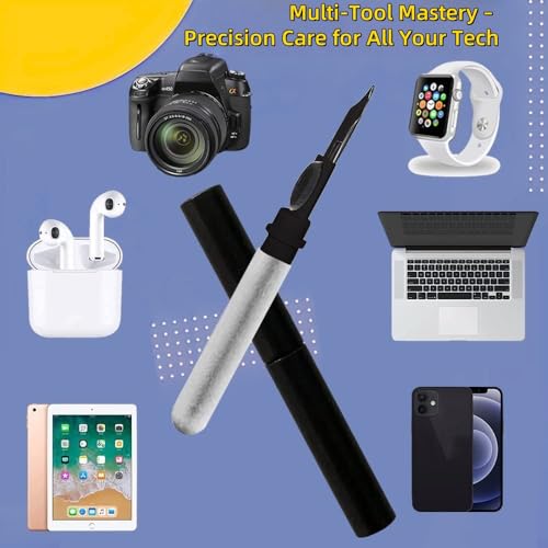 Earbud Cleaning Kit for Airpods Pro 1-3, Multi-Function Clean Pen with Soft Brush Flocking Sponge, Airpod Cleaner Kit for Bluetooth Earphones, Charging Box, Black