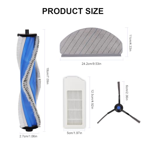 Replacement Parts for ECOVACS DEEBOT N20 Pro Plus, N20 Plus and for Yeedi C12 Pro Plus, C12 Vacuum Cleaner - Spare Accessories Kit Include 1 Main Brush 4 Side Brush 4 Filter 4 Mop Pad 4 Dust bag - color: N20Pro Replacement Kit