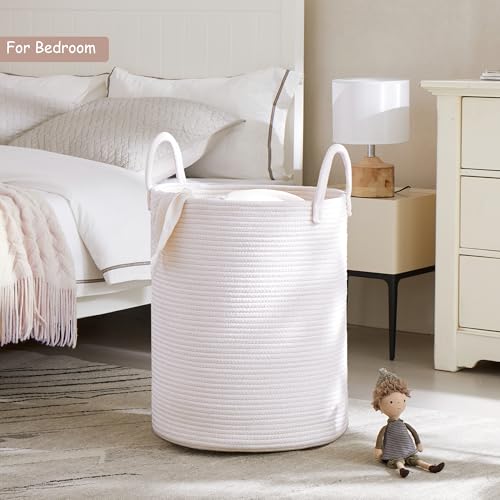 60L Large White Hamper Tall Woven Laundry Basket - color: White, size: Large (60L)