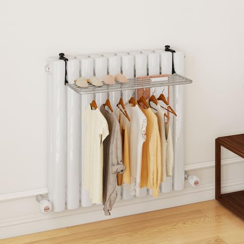 Giantex Portable Clothes Drying Rack, Aluminum Hanging Laundry Rack with Adjustable and Foldable Brackets, Radiator Airer, Indoor Outdoor Towel Rack for Balcony Railings, Windowsill (37" L) - size: 37"L