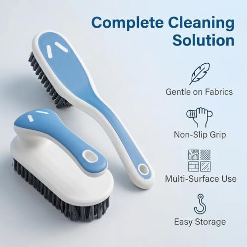 Gentle Scrubbing Tool Set for Laundry and Household Stain Removal, Handheld Scrubbers for Shoes, Clothes, Carpets, Bathroom Tiles, Blue, 2 Pack (Blue) - color: Blue