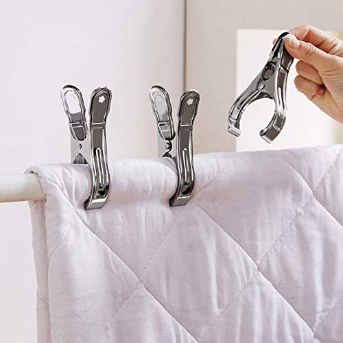 10PCS 4.7" Stainless Steel Clothes Pins Big Pool Cover Metal Curtain Clamps - color: 4.7inch(10 Pack), size: 4.7inch