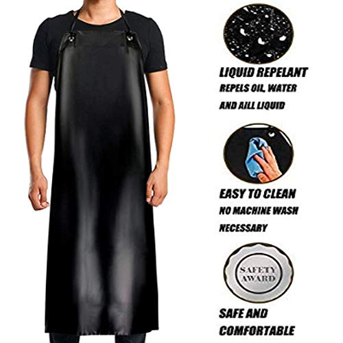 K Y KANGYUN 3 Pack Men's Black Waterproof Rubber Vinyl Work Apron- 43"x29" Heavy Duty Model,Best for Staying Dry When Dishwashing, Lab Work, Butcher, Dog Grooming, Cleaning Fish - color: Black-3 Pack