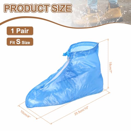 HARFINGTON Waterproof Shoes Cover XXXL (US 9) Non-Slip PVC Reusable Overshoes Rain Galoshes Rain Shoe Protectors W Zipper for Man Women Rainy Outdoor, Blue - color: Blue, size: XXXL (US 9)