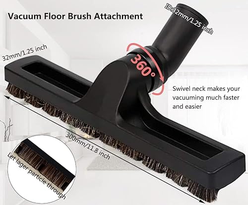 11 Pcs Universal Vacuum Attachments for Shop Vac Accessories - 2 1/2" to 1 1/4" Hose Adapter for Shop Vac, 1 7/8" to 1" Vacuum Hose Adapter, 1 1/4" Vacuum Floor Brush Flexible Crevice Tool