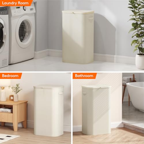 Lifewit 105L Large Laundry Hamper with Lid, Removable Inner Bag, White - color: White, size: 105L