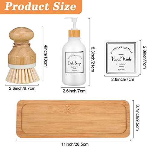 Zopeal 4 Pcs Dish Soap Hand Soap Dispenser with Bamboo, Frosted White - color: Frosted White