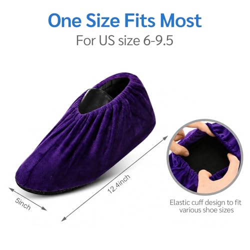 Non Slip Shoe Covers for Indoors, 5 Pairs Reusable Washable Cloth Shoe Covers for Home & Bowling, One Size Fits Most Men Women (Multicolor)