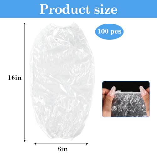 Klmnop 100 Pack Disposable PICC Line Shower Cover, Waterproof Upper Arm Sleeve for Showering, Plastic Shield Protects Bandage & Wound Fits 9-16" Arm Circumference(Clear)