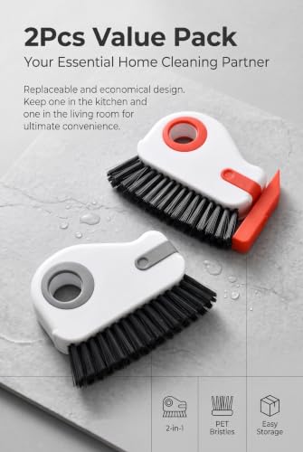 2 PCS Sliding Door Track Cleaner, Multifunctional Window Seal Cleaner Tool and Gap Dust Cleaner Retractable, Magic Groove Scrub Brush for Window Sills and Tight Spaces