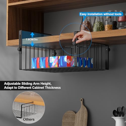 AmonHouseware 2Pack Under Shelf Storage Basket Organizer, Black - color: Black