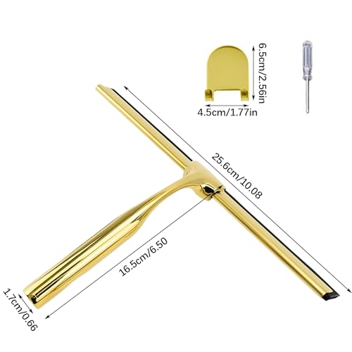 Squeegee for Shower Glass Door,Stainless Steel Squeegee with Adhesive Hooks