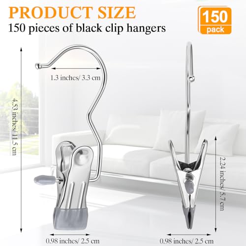 Yinder 150 Pcs Boot Hanger Clips Laundry Hooks Stainless Steel Hooks,Gray - color: Gray