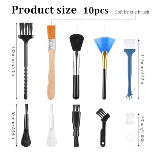 Anti Static Brush Keyboard Cleaning Set, 10Pcs Nylon Mini Brushes for Electronics Dust Removal, Small Cleaning Brushes for Computer Laptop PC