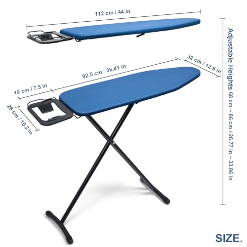 Duwee 12"x36" Ironing Board with Heat Resistant Cover Thicken Felt Pad - color: Blue