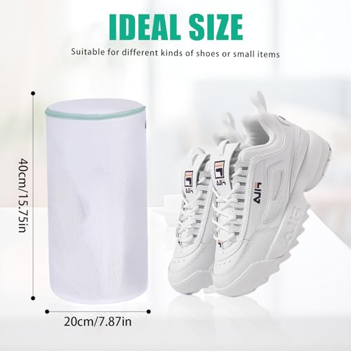 Shoe Washing Machine Bag, Large Mesh Laundry Bag for Sneakers, 8x15", 2Pcs - color: White, size: 2XL(8x8x15")