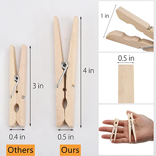100pcs Clothes Pins Wood - 4 inch Heavy Duty Wooden Clothespins for Hanging Clothes Outdoor Clip,Crafts - color: Wood-100pcs-4 Inch