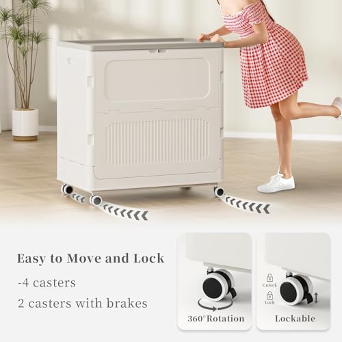 130L Plastic Laundry Hamper with 3 Independent Bags - color: Milky, size: 130L + 3 Bags
