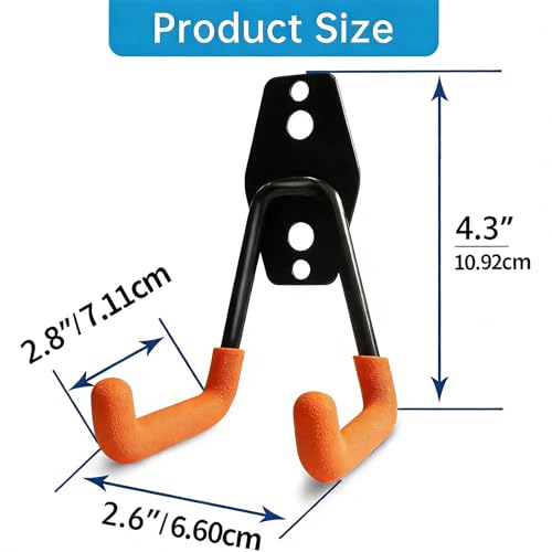 GeeWatom 2 Pack Garage Storage Utility Hooks,Garage Garden Tool Organizer,Steel Wall Mount Hooks, Garden Small U Hooks (Matte Orange) - color: Matte Orange