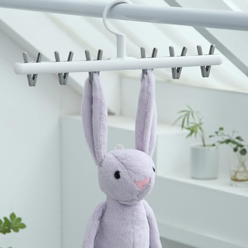 Foshine Clothes Hanger 2 Pack Clothes Drying Racks Windproof for Drying - color: White With Orange&grey Clips
