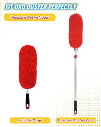 KEEPOW 3 Pack Microfiber Reusable Duster Refills Compatible with OXO Duster - color: Red-3 Pack
