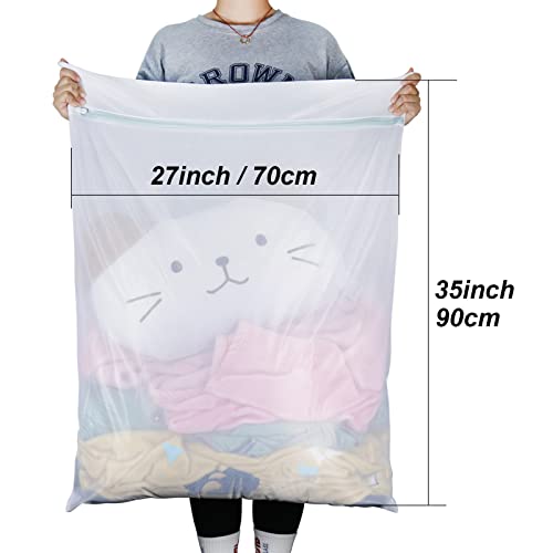 Tenn Well 2Pk 35x27" Large Mesh Laundry Bags Fine Net Washable for Blankets - color: White, size: L (35"x27")