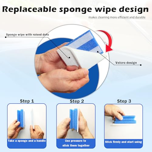 Magic Sponge with Handle | 2Reusable Handle+10Refill Pads | Multi-Use Clean
