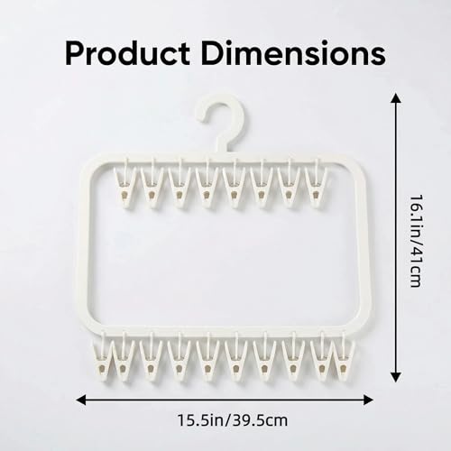 18-Clip Multi-Layer Clothes Drying Rack, BPA-Free ABS Laundry Hanger for Baby Clothes, Socks & Underwear, Heavy Duty Non-Foldable Hanger for Apartment, Nursery & Small Spaces (Off-White)