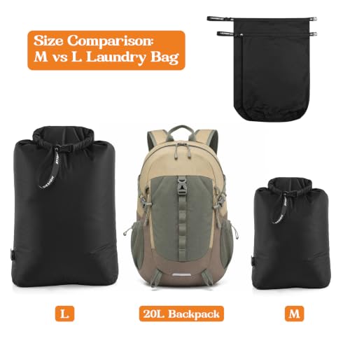 Travel Laundry Bag, Waterproof Compression Bags for Dirty Clothes - color: Black, size: Medium