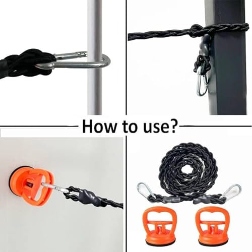 Retractable Portable Clothesline for Travel,Tri-Braided Clothing line with Strong Suction Cups and Metal Hooks, for Indoor Laundry Drying line,Outdoor Camping Accessories, Without Clothes Clips