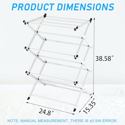 Household Indoor Folding Clothes Drying Rack, Dry Laundry and Hang Clothes,Towel Rack for Storage (White)