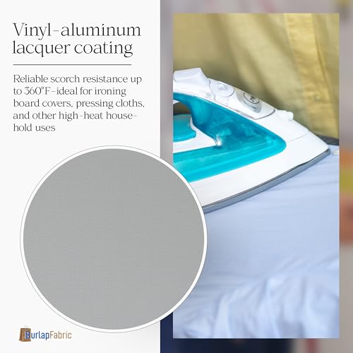 60" Heat Resistant Thermal Silver Fabric by The Yard – Insulated Material for Ironing Board Covers, Heat Shields, and DIY Craft Projects