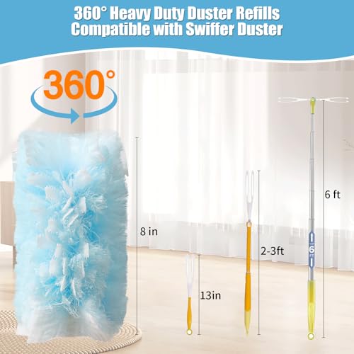 50 Count 360° Heavy Duty Duster Refills Compatible with Swiffer, Larger -Extra Thick Electrostatic Disposable dusters Refill for Electronics, Furniture, Blinds, Ceiling Fans, Unscented - color: Blue