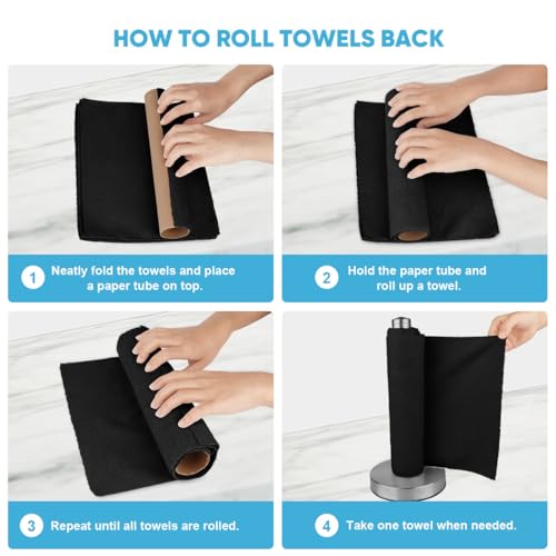 AIDEA Microfiber Cleaning Cloth Roll-50PK, Reusable Paper Towels 11.5×11.5" - color: Black
