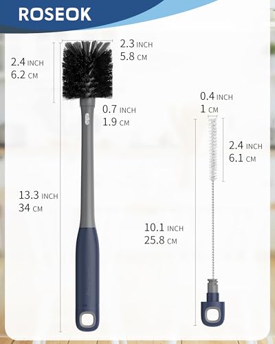 ROSEOK 2 in 1 Bottle Brush with Straw Cleaner Brush, Water Bottle Brush - color: Gray, size: 1pcs