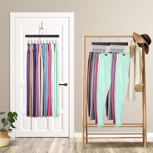Legging Organizer for Closet, Pants Hangers with Clips - color: Black, size: 4 Pack