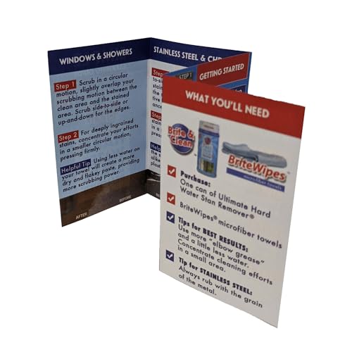 Brite & Clean® Spotless Shower Doors® Kit for Hard Water Stain Removal on Glass, Shower Doors & Windows – Removes Mineral Deposits from Granite, Porcelain, Tile, Stainless Steel & Chrome too