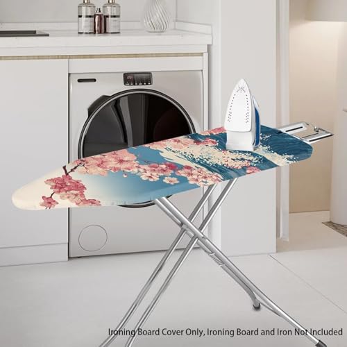 Japanese Cherry Blossom Ironing Board Cover Non-Slip Iron Board Covers with Elastic Edge Stain Resistant Wide Ironing Board Protectors Decor - color: Japanese Cherry Blossom