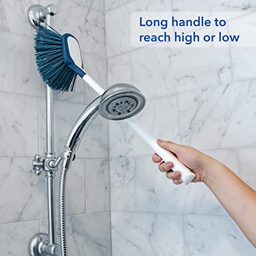 Unger EZ Reach Shower Tub and Tile Scrub Brush, Crevice Bathroom Cleaning Supplies, Non-Scratch Scrubber Tool for Showers, Fixtures, Bathtubs, Drains, Grout, and Marble - size: 1 Count, style: EZ Reach Shower Brush
