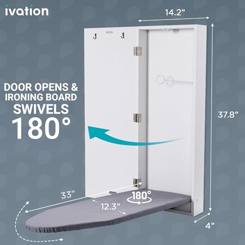 Ivation Wall Mount Swivel Ironing Board Cabinet, Fold Down, Wall Mounted - size: Swivel - Left Side Door