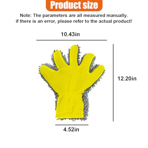 2PCS Car Wash Mitts, Double-Sided Microfiber 5-Finger No-Scratch Washing Glove, Universal Soft Automotive Interior Exterior Detailing Mitt for Cleaning Wheel Tight Spot (Yellow) - color: Yellow