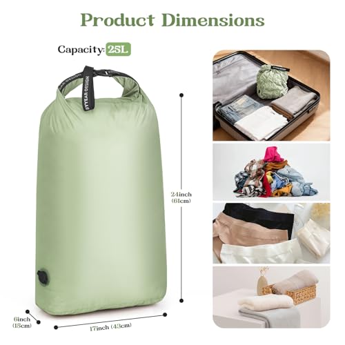 Travel Laundry Bag, Waterproof Compression Bags for Dirty Clothes - color: Green, size: Large