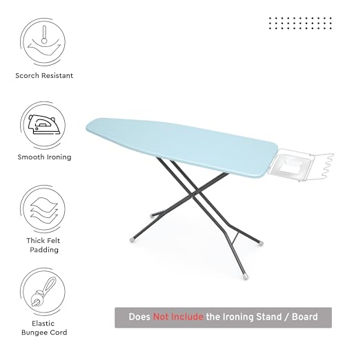 Encasa XO Ironing Board Cover and Pad 54"x15" Large, Scorch Resistant - color: Ice Blue, size: Large (54"x15")