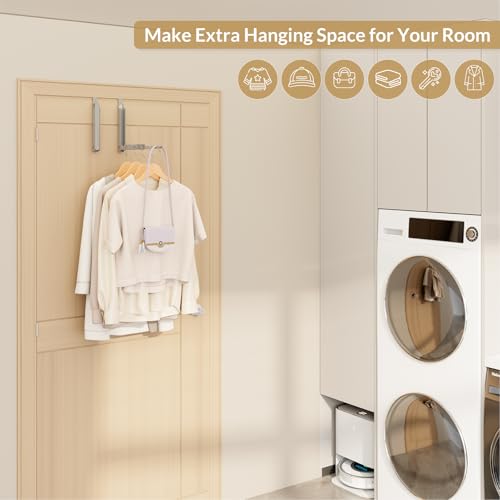 Over The Door Hanger Clothes Drying Rack, Foldable Over The Door Organizer Hooks with 10 Ridges,Portable Hanging Door Coat Towels Storage Rack for Small Space Laundry Room Bathroom Closets - color: Grey-1(m3)