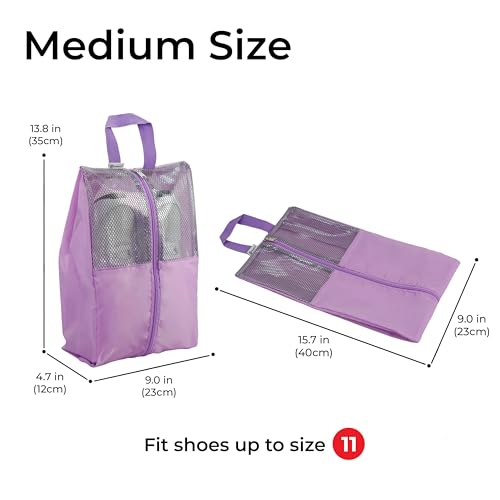 Shoe Bags For Travel, Used As For Storage or Shoe Travel Bag, Space Saving When Travelling With This Travel Shoe Bags For Packing, Waterproof Nylon Sneaker Bag. (Light Purple, 2 Pack, Medium) - color: Light Purple, 2 Pack, size: Medium