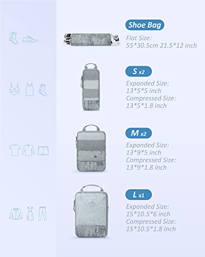 BAGSMART Compression Packing Cubes for Travel Essentials - color: Camouflage Grey, size: Set of 6