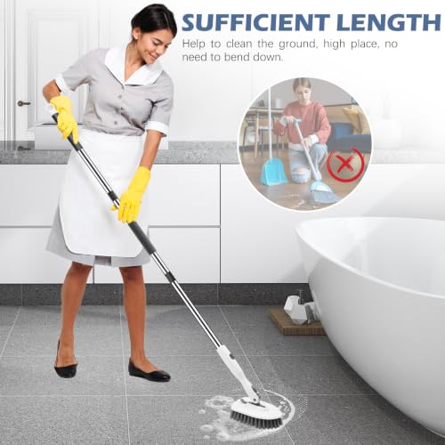 SetSail Tile Tub Scrubber Brush 3-in-1 Long Handle Shower Brush,White Grey - color: White Grey, size: 2 Pads
