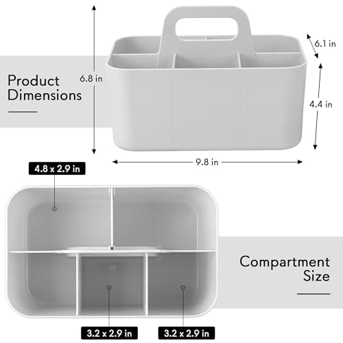 Tiawudi Multipurpose Caddy Organizer, Plastic Caddy with Handle, Stackable Desk Organizer for Stationery, Marker and Pencil, Office Supplies Organizer, Dorm Caddy (Pack of 2) - color: Gray, size: Rectangle (Pack of 2)