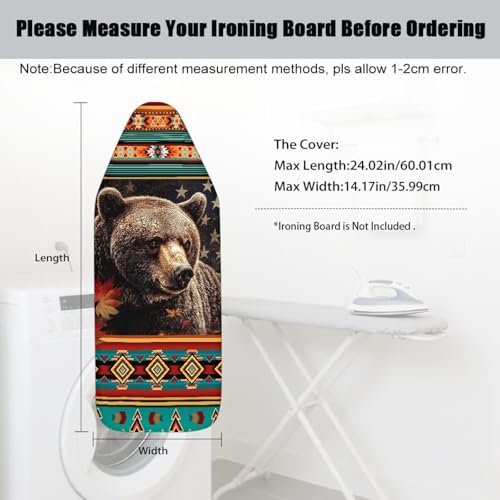 Aztec American Flag Bear Printed Ironing Board Cover with Elastic Edge, Apartment RVs Anti Slip Iron Board Cover Scorch Resistant, Mini Table Top Ironing Cover Mechine Washble - color: Multi - Aztec American Flag Bear