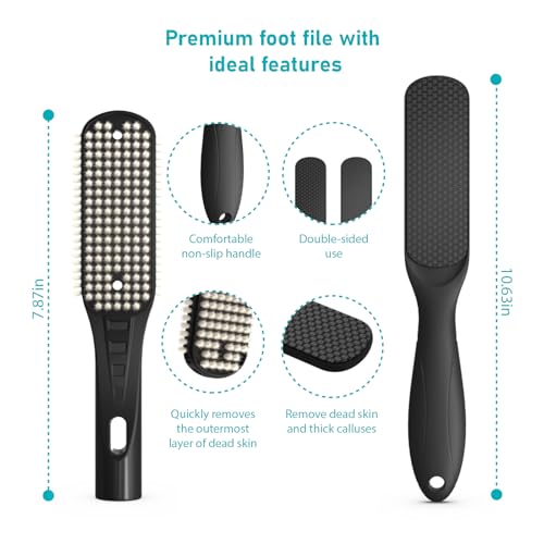 Foot File Pedicure Tool Callus Remover, Durable Foot Scrubber Dead Skin Remover, Professional Toe Cleaning Brush - color: 10.63'' Black